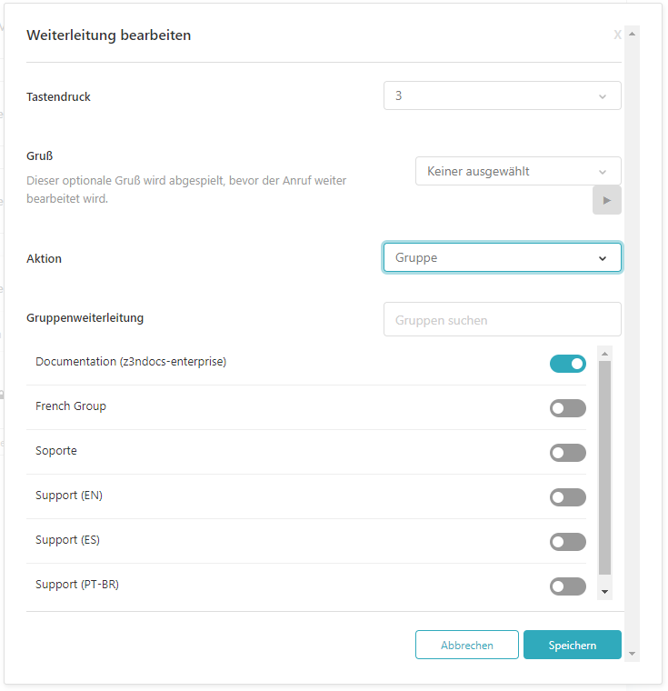 Talk – IVR-Weiterleitung hinzufügen