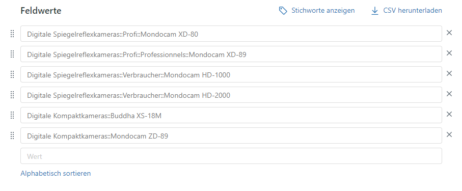 Beispiel für eine angepasste Dropdownliste