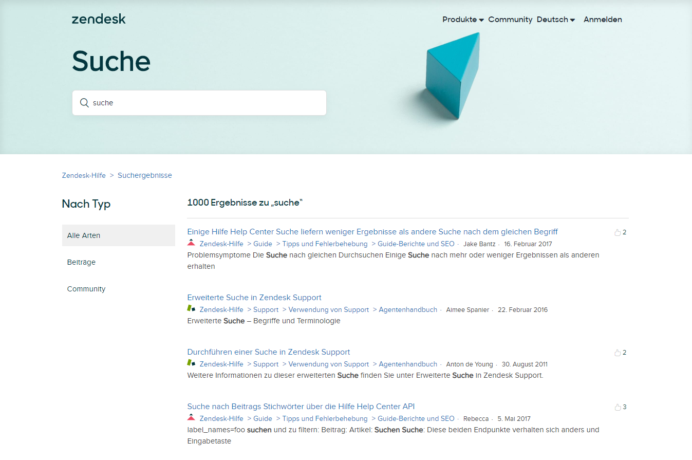 Überblick über die Suchmethoden im Help Center: Sofortsuche, native Suche,  vorgeschlagene Beiträge, App „Knowledge Capture“ – Zendesk-Hilfe