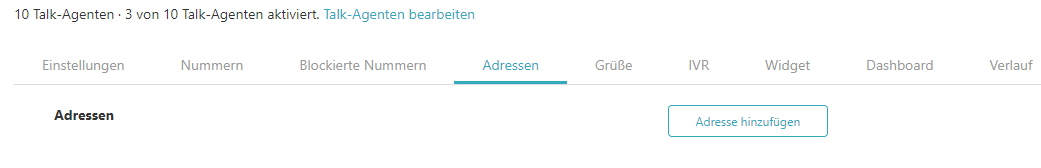Talk – Registerkarte für Adresseinstellungen