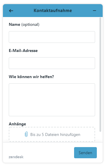 Supportanfrage einreichen – Web Widget