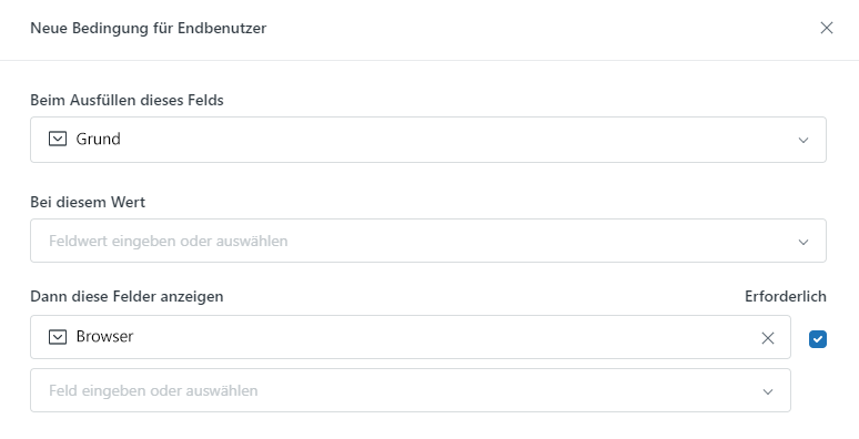 Ticketformulare – Bedingungen