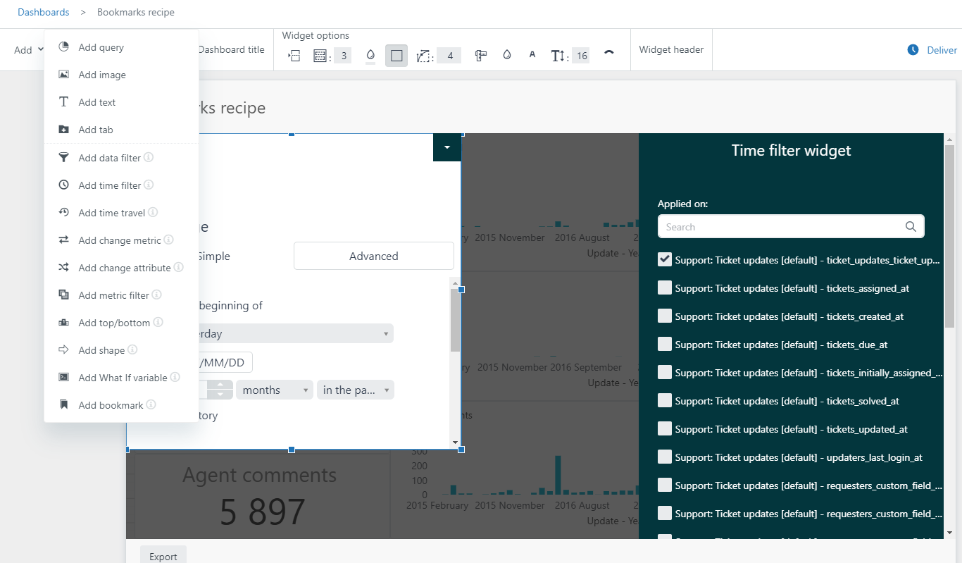 Explore recipe Taking dashboard filters and bookmarks to the next