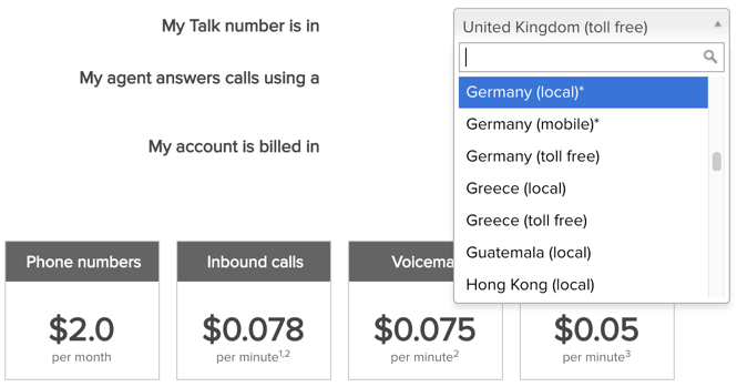 Calcolatrice dei costi di Talk