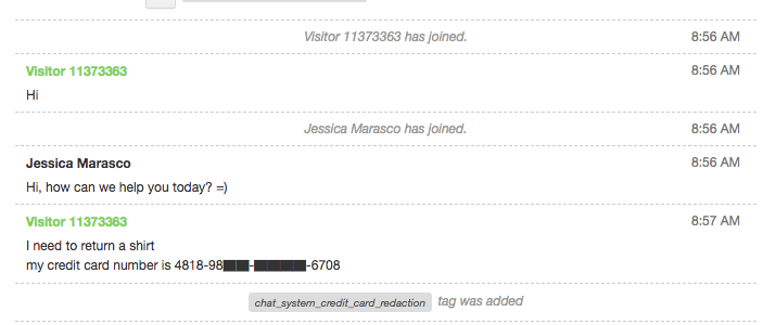 Hiding Credit Card Numbers In Chats And Chat History Zendesk Help