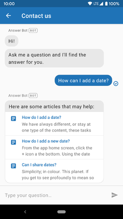 Answer Bot suggests articles