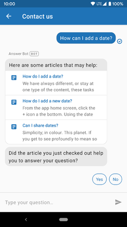 Answer Bot conversation prompts for feedback