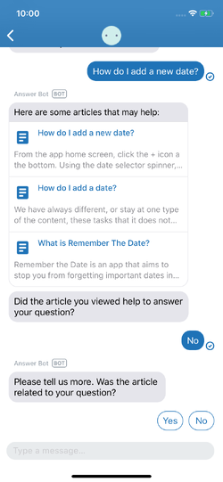 Answer Bot conversation prompts for feedback