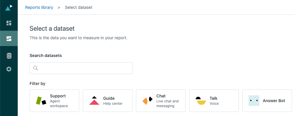 Explore choosing a dataset page