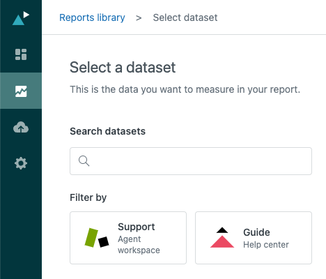 Menú de conjuntos de datos de Explore