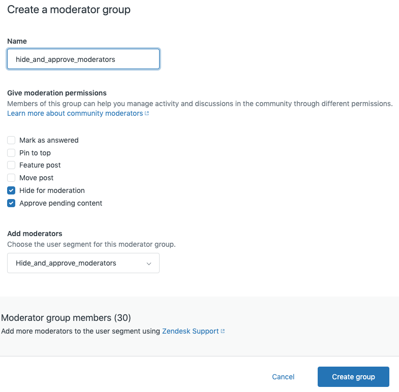 Create a moderator group