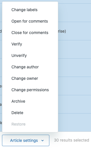 Guide articles bulk actions