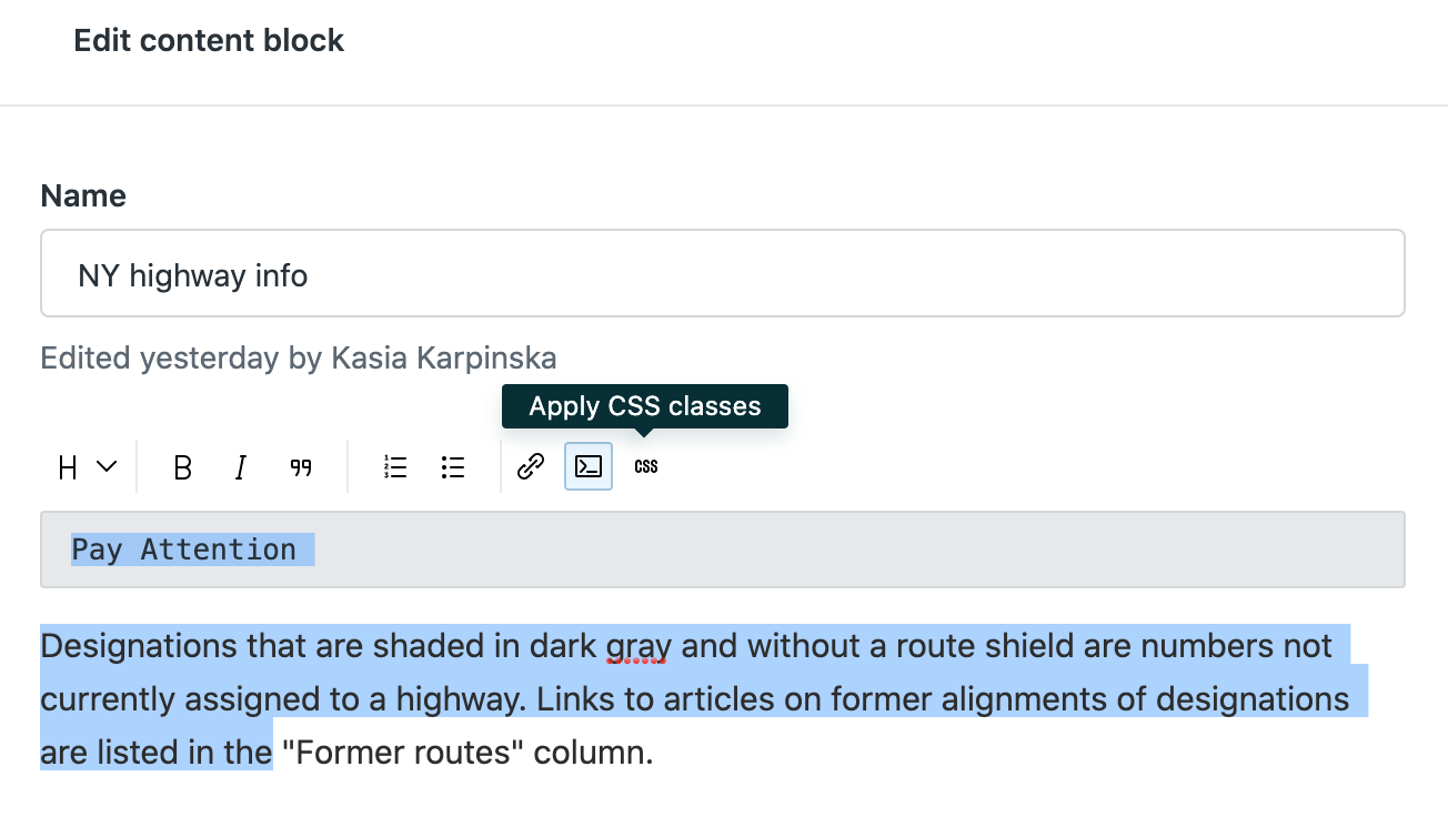 Applying CSS classes in Content Blocks Zendesk help