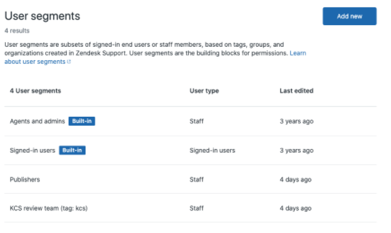 Guide User segments management page