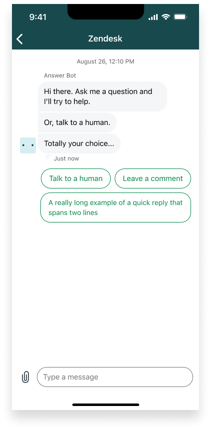Quick replies type in iOS