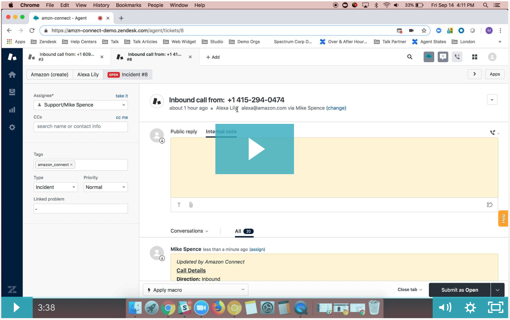 Amazon Connect App Integration with Zendesk Support