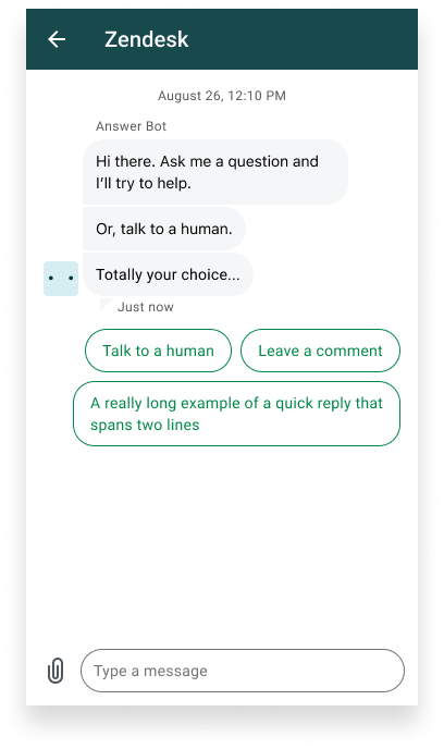 Quick replies type in Android