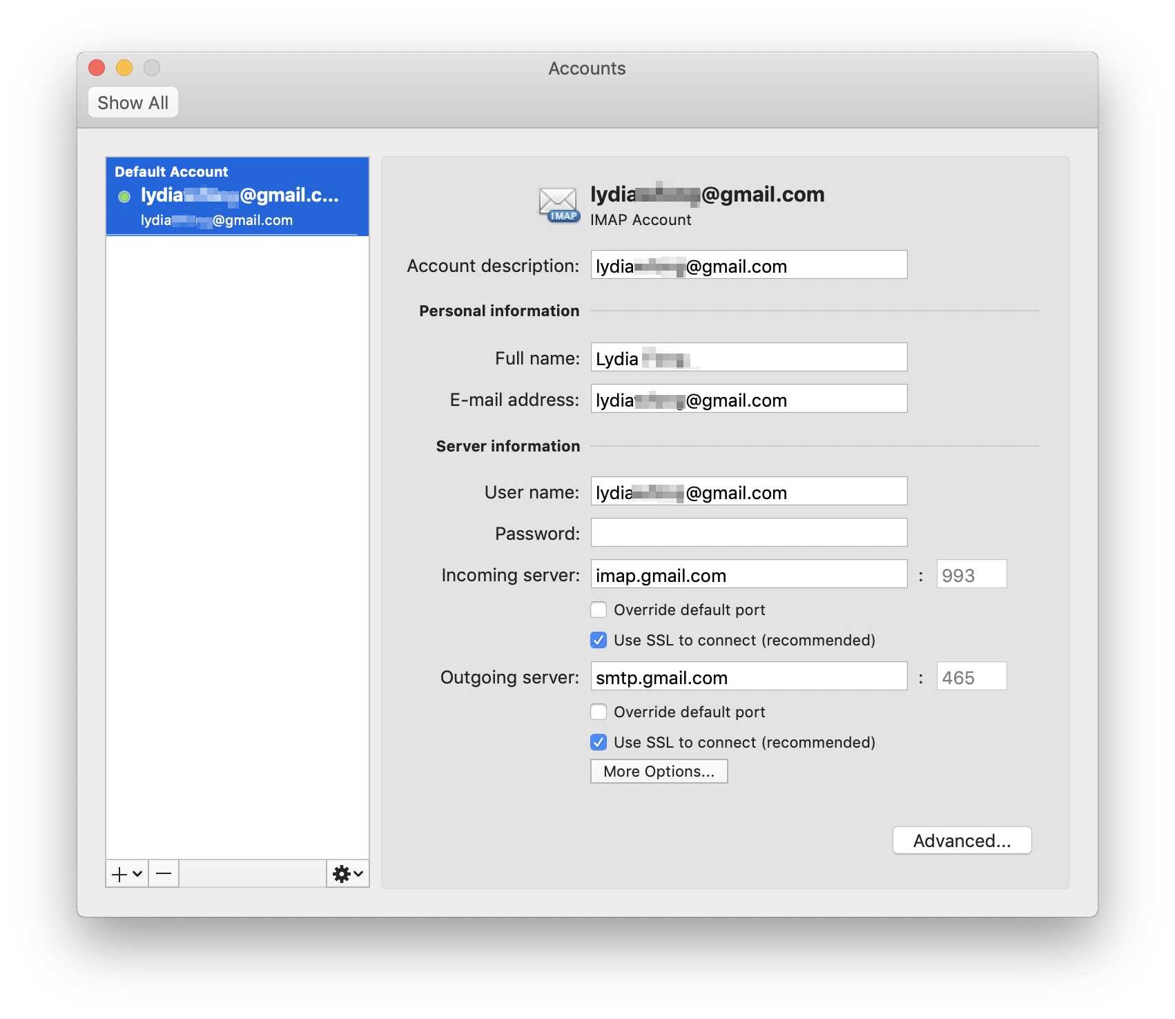 gmail outgoing server for mac