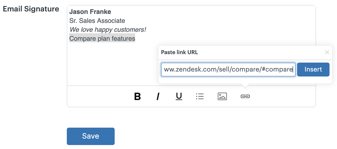 Customizing your email message signature Zendesk help
