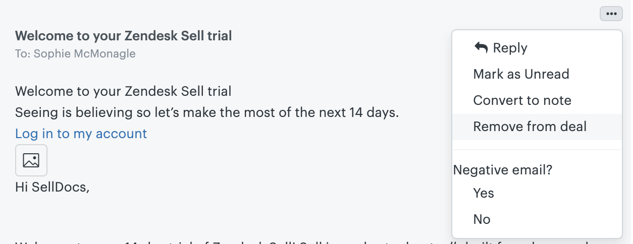 Sell - Suppression d’un e-mail de l’opportunité de vente