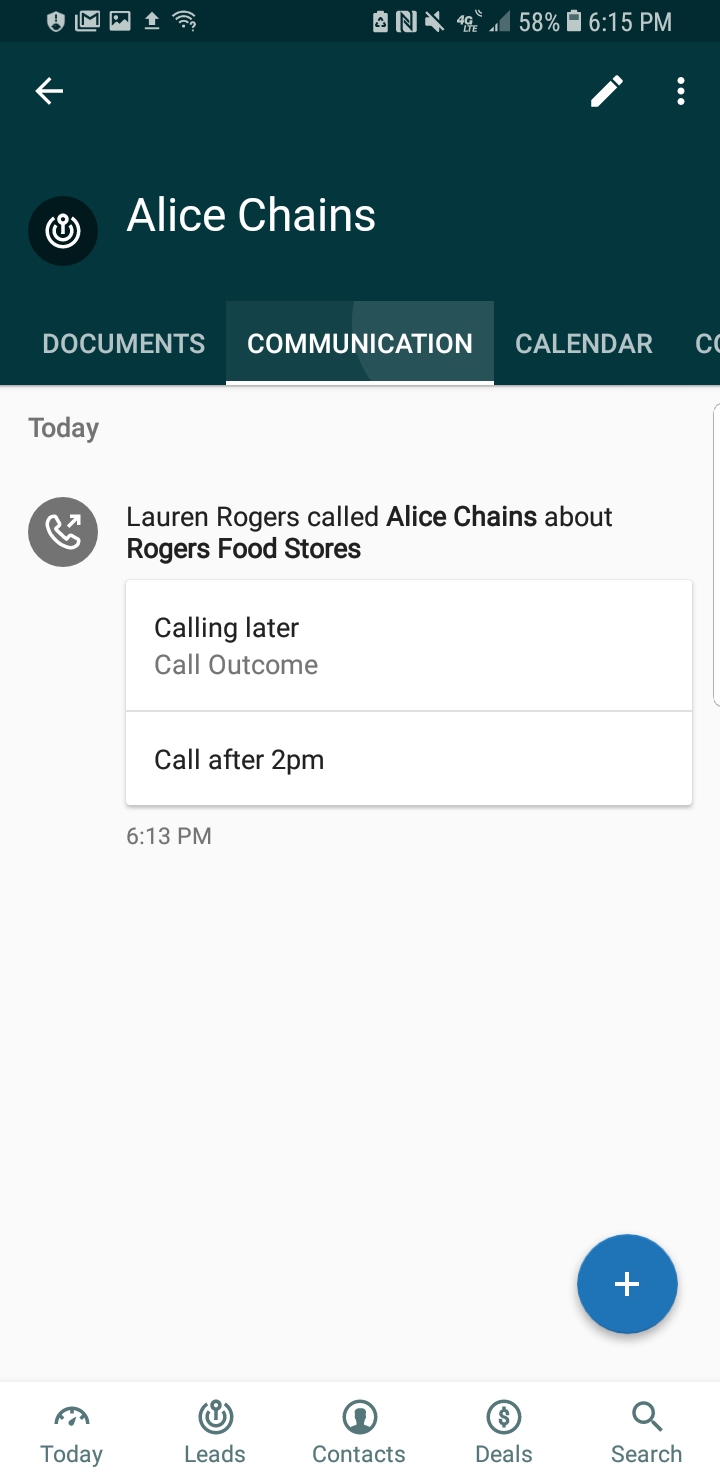 Sell logging a call with Android