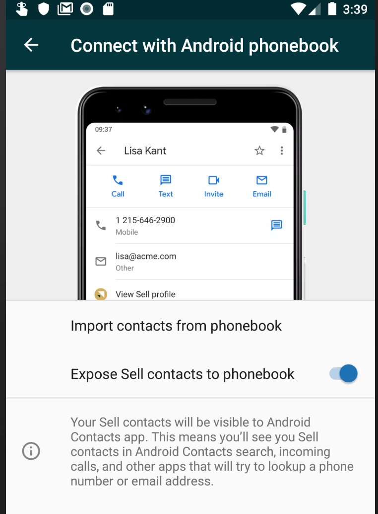 Sell connecte vos contacts avec Android