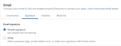 Assinatura simples do e-mail no Sell