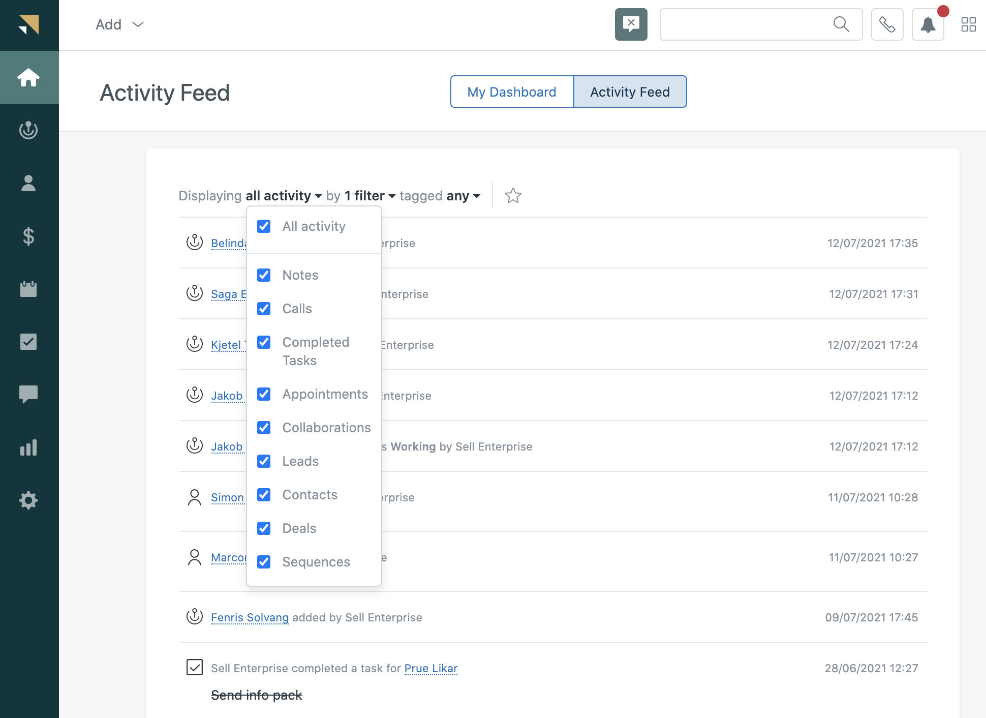 Using the Performance Dashboard in Sell – Zendesk help