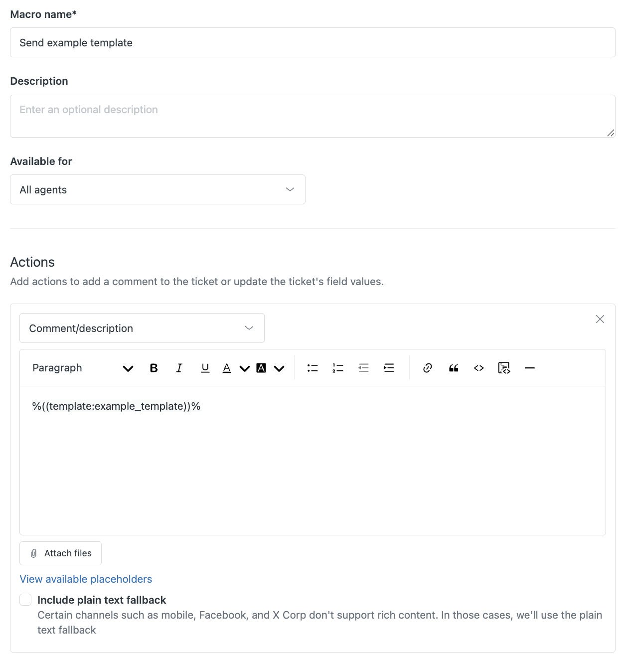Creating a macro including the template syntax