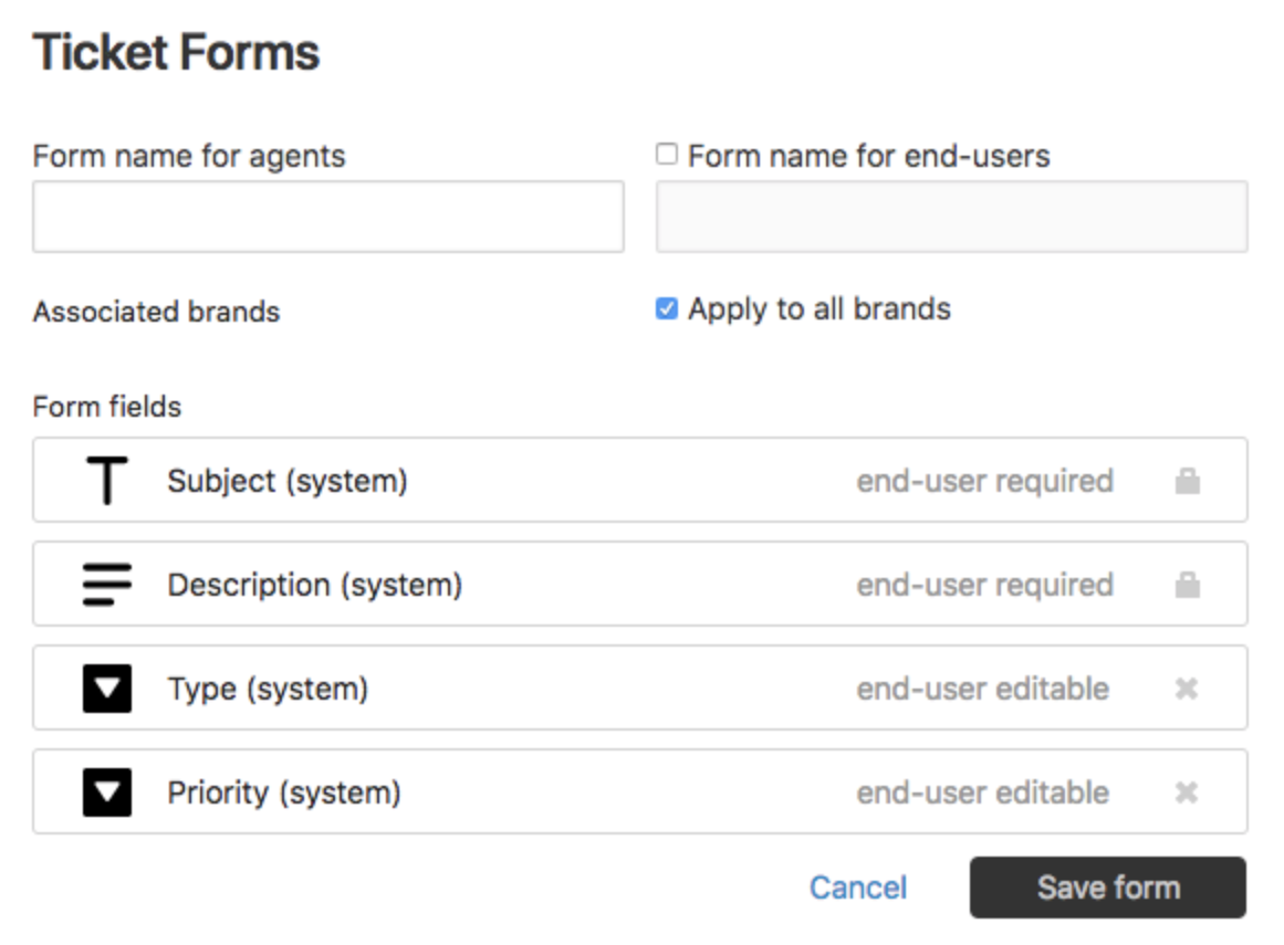 Managing your ticket forms (Professional Addon and Enterprise