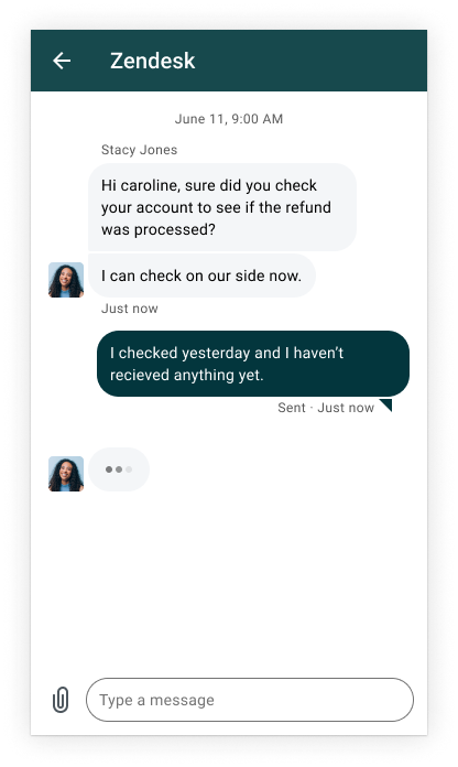 Quick replies type in Android