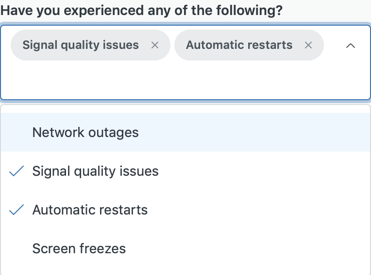 multiselect field