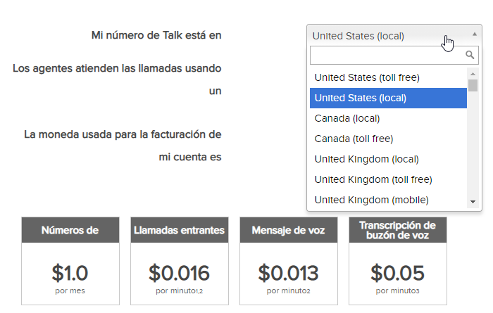 Calculadora de costos de llamadas de Talk