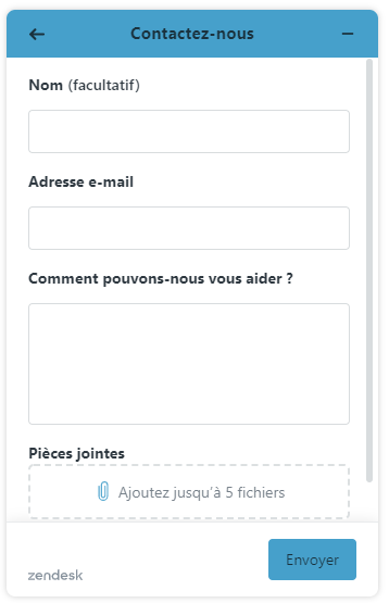 Web Widget Envoyer une demande d’assistance