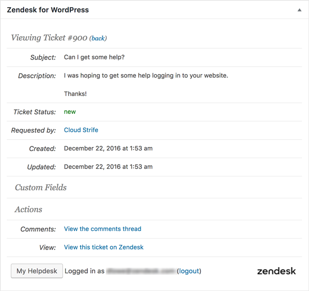 Zendesk Wordpress