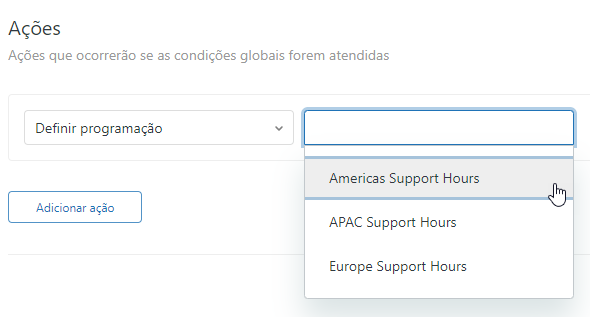 Gatilho de programação do ticket