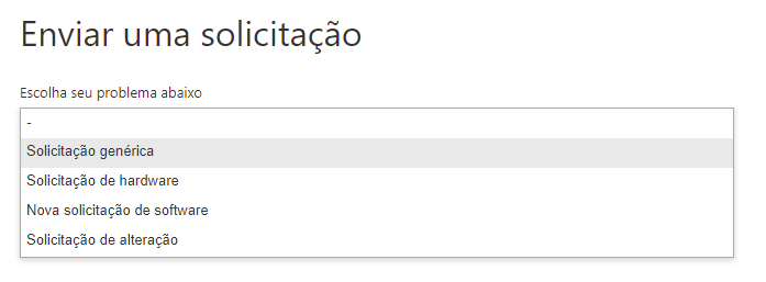 Diversos formulários de ticket