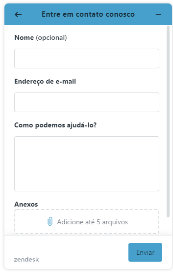 Web widget para envio de solicitação de suporte